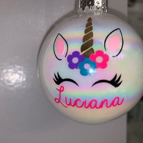Personalized iridescent unicorn ornament girl gift - Picture 3 of 4